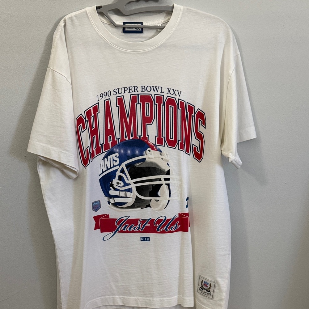 Kith NYG White and Red Super Bowl XXV Champions Tee